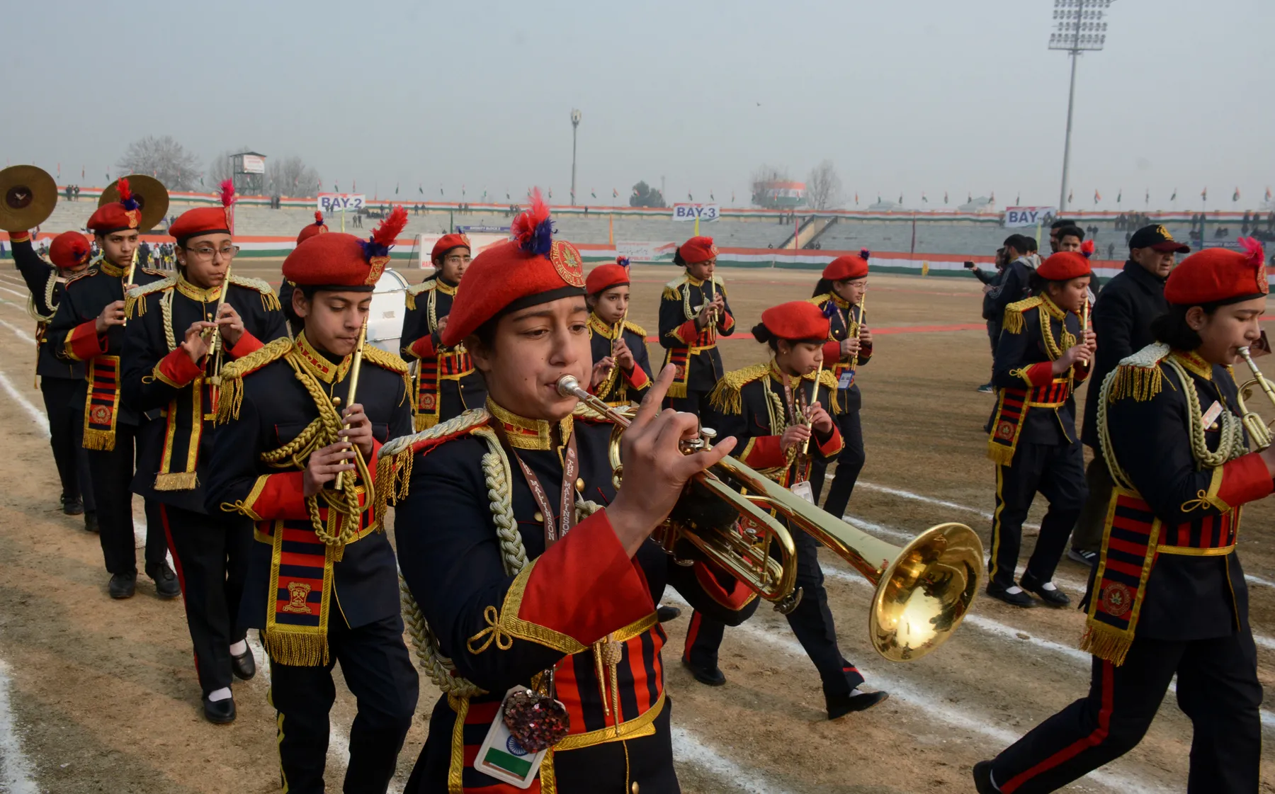 Full dress rehearsal for the upcoming Republic Day parade at Bakshi stadium in Srinagar 13